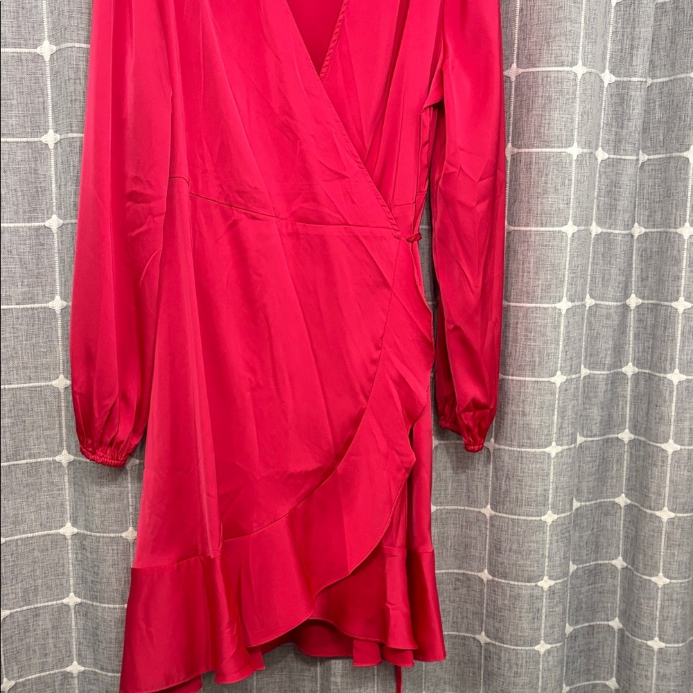 Women's Fuscia pink Wrap Ruffle Dress